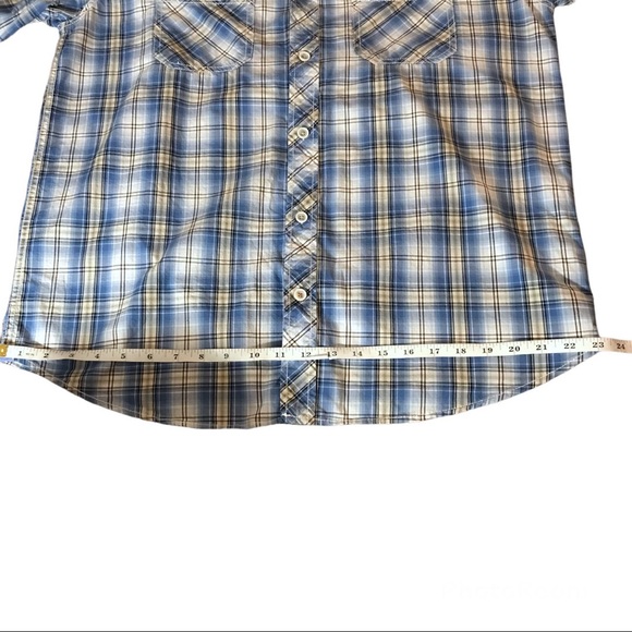 Original Weatherproof Vintage Blue White Button Down Shortsleeved Shirt Large - Picture 6 of 13
